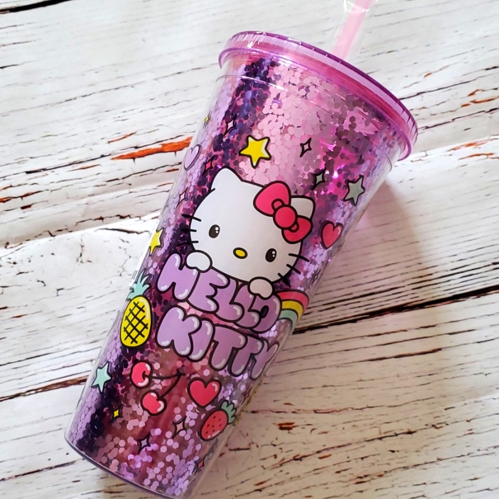 🆕️ CUTE SANRIO HELLO KITTY PURPLE GLITTER 32OZ TUMBLER 💜